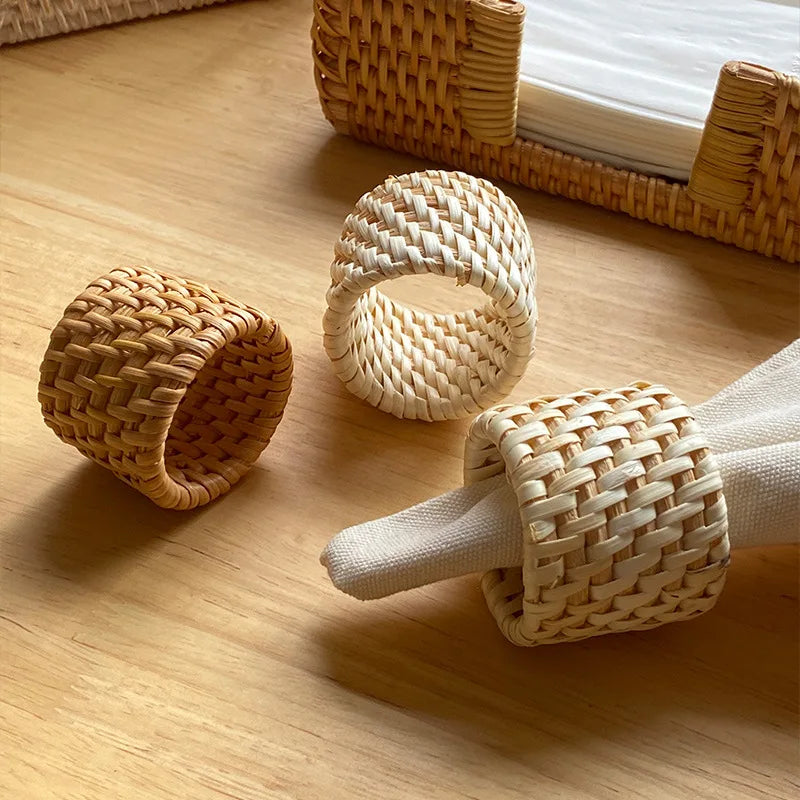 Sola – Handmade Rattan Napkin Rings (Set of 4)