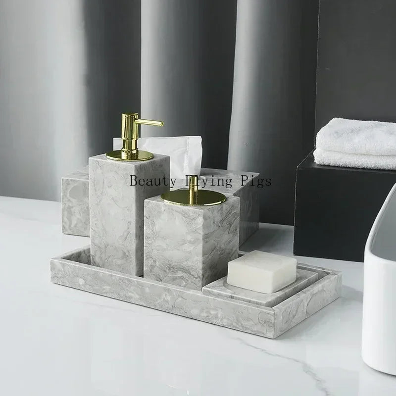 PureStone Marble Bathroom Accessories Set