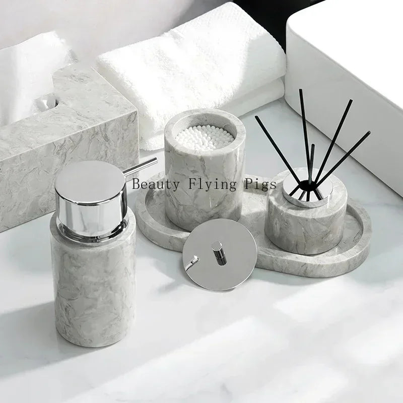 PureStone Marble Bathroom Accessories Set