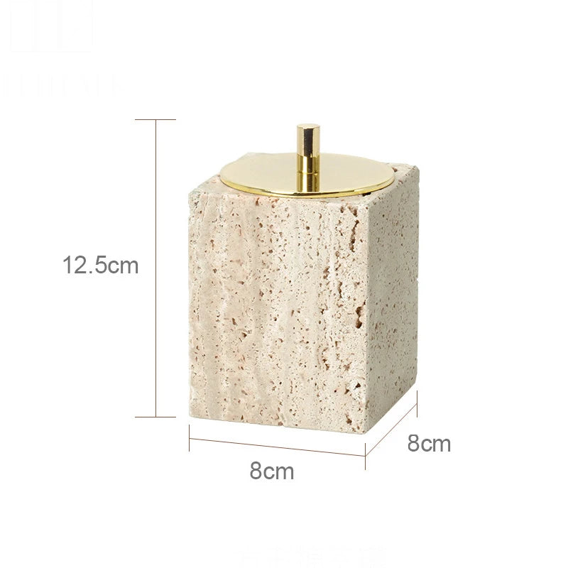 TerraStone Beige Travertine Bathroom Accessories Set