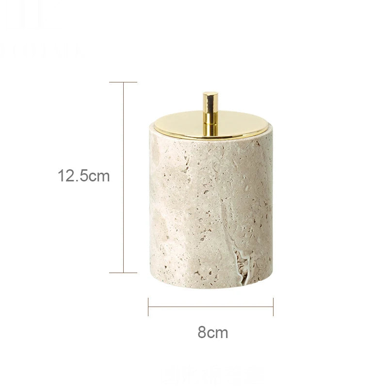 TerraStone Beige Travertine Bathroom Accessories Set