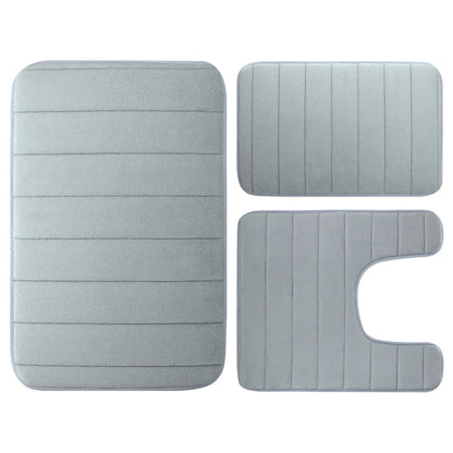 CloudStep Velvet Memory Foam Bath Mat Set – 3 Piece