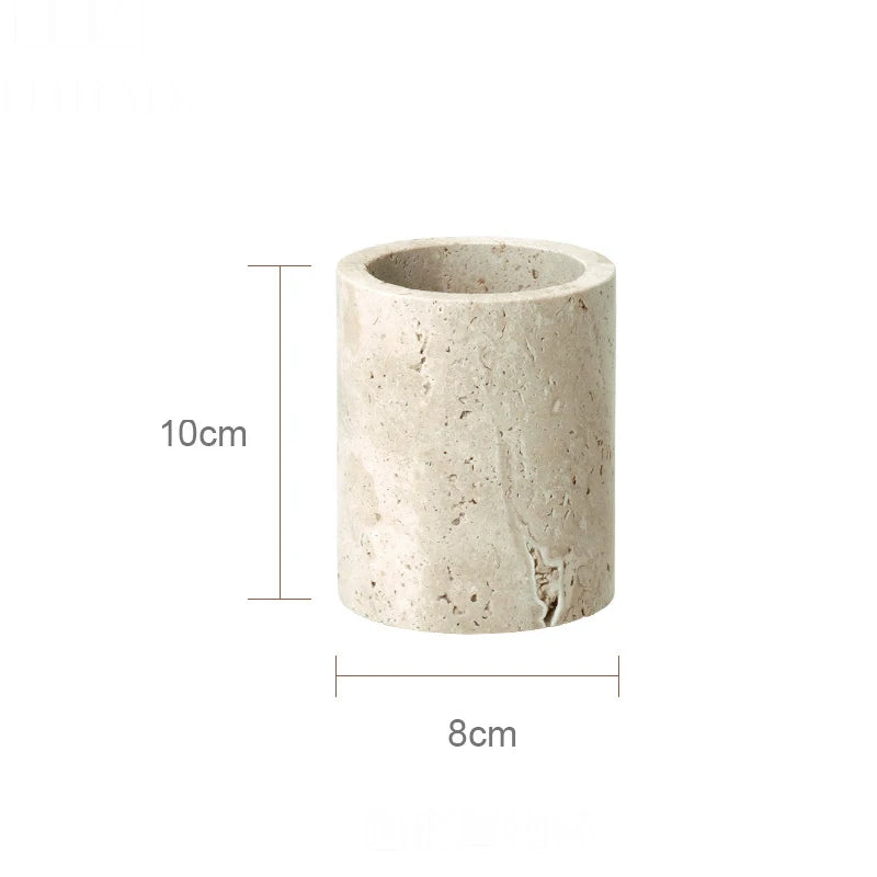 TerraStone Beige Travertine Bathroom Accessories Set