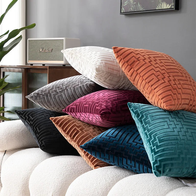 Aurora Velvet Geometric Pillowcase