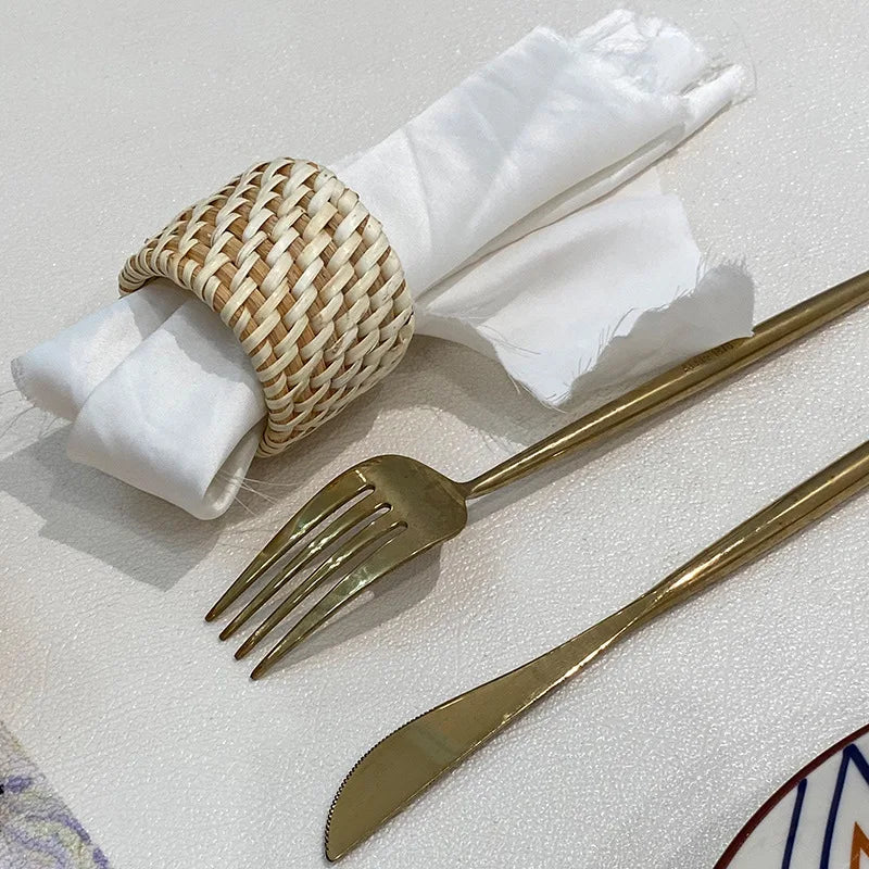 Sola – Handmade Rattan Napkin Rings (Set of 4)