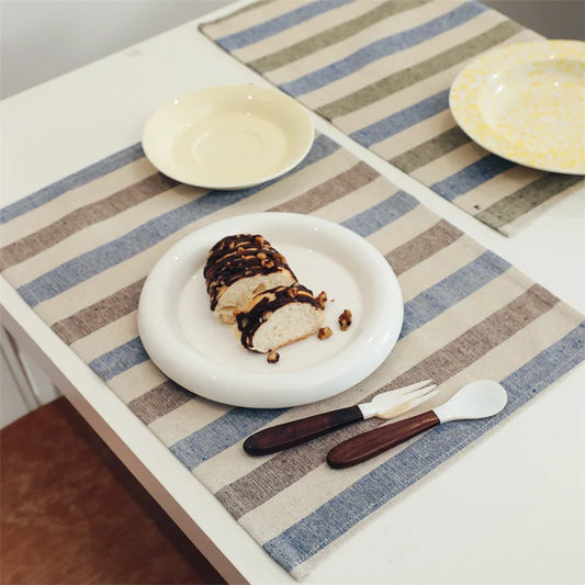 StripeNest – Square Cotton Non-Slip Table Placemats (Set of