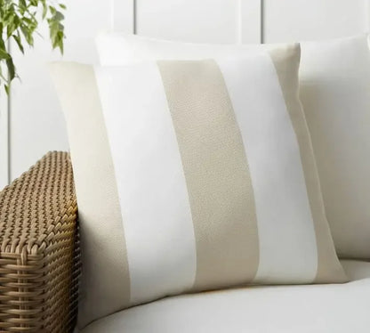 BeeCharm Striped Velvet Cushion Cover – Soft Luxury with Bee Accent